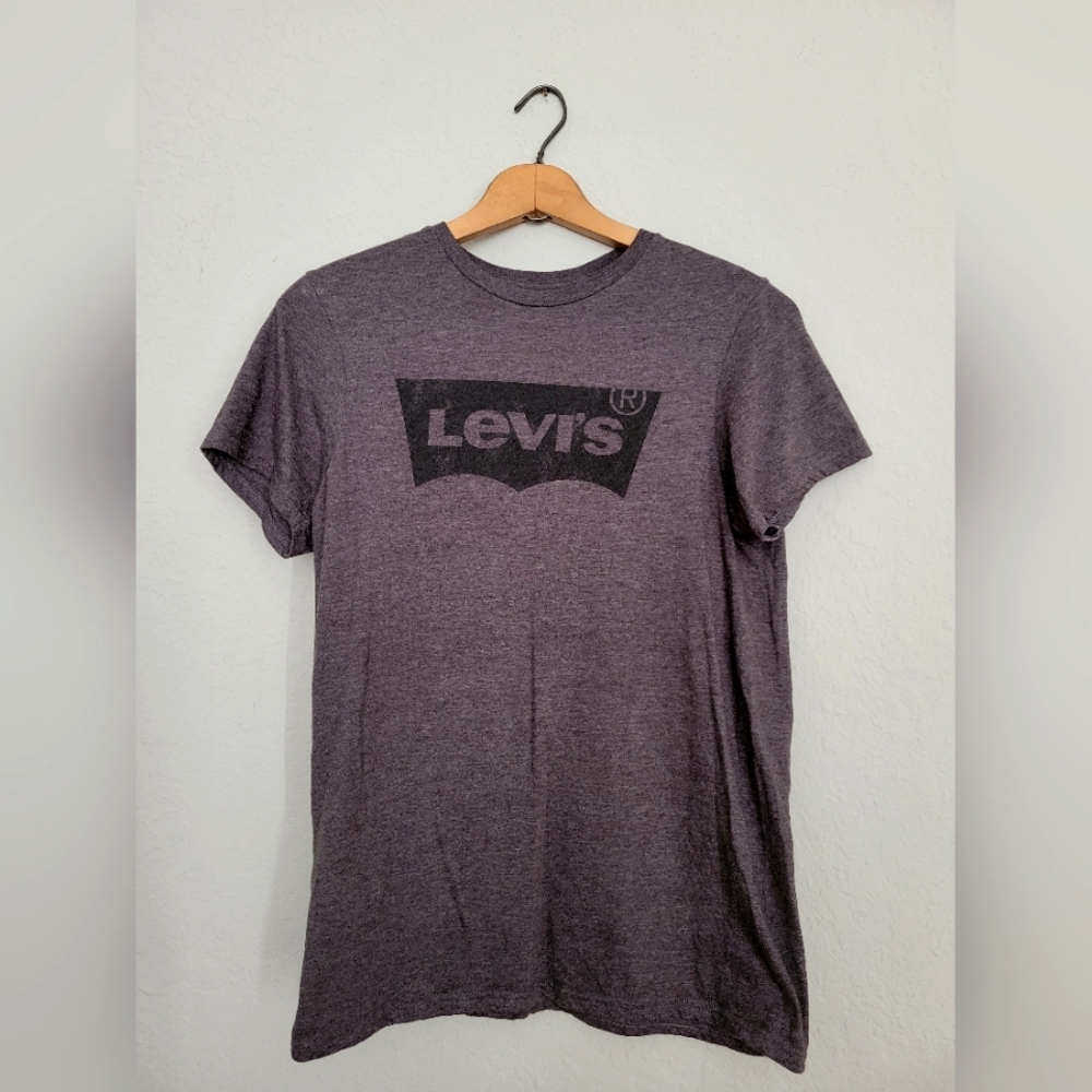 Levi's Heather Grey Batwing Logo Print Short Sleeve T Shirt- Small